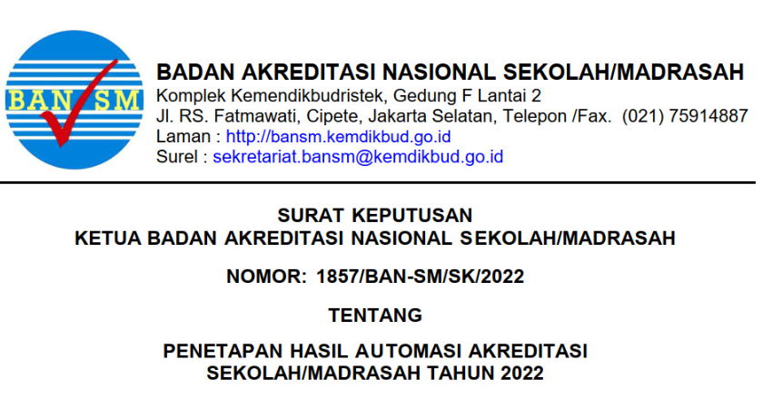 Status Akreditasi SD Negeri Kedungrejo